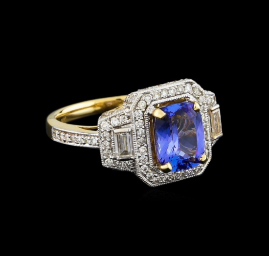 14KT Yellow Gold 2.24 ctw Tanzanite and Diamond Ring