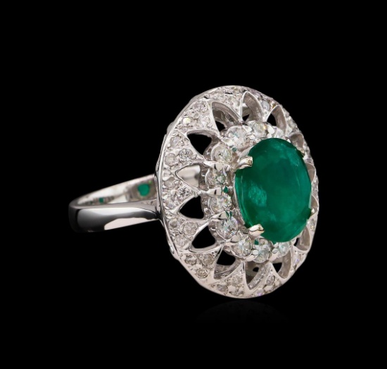 14KT White Gold 2.21 ctw Emerald and Diamond Ring