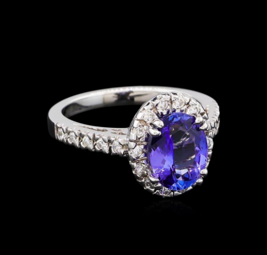 2.23 ctw Tanzanite and Diamond Ring - 14KT White Gold