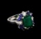 4.81 ctw Multi Gemstone and Diamond Ring - 14KT White Gold