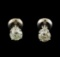 1.10 ctw Diamond Solitaire Earrings - 14KT White Gold
