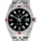 Rolex Mens SS Black Baguette Diamond And Ruby Datejust Wristwatch