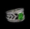 1.31 ctw Tsavorite and Diamond Ring - 14KT White Gold