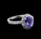 1.90 ctw Tanzanite and Diamond Ring - 14KT White Gold