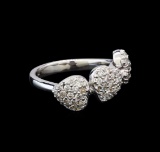 0.89 ctw Pave Round Diamond Heart Ring - 14KT White Gold