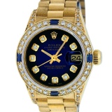 Rolex 18KT Gold President Diamond and Sapphire Ladies Watch