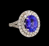 14KT White Gold 5.29 ctw Tanzanite and Diamond Ring