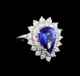 2.83 ctw Tanzanite and Diamond Ring - 14KT White Gold