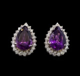 14KT White Gold 10.38 ctw Amethyst and Diamond Earrings