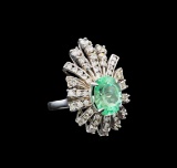 GIA Cert 4.99 ctw Emerald and Diamond Ring - 14KT White Gold