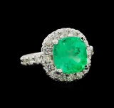 4.61 ctw Emerald and Diamond Ring - 14KT White Gold