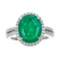 4.44 ctw Emerald and Diamond Ring - 14KT White Gold