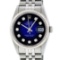 Rolex Mens SS Blue Vignette Diamond Datejust Quickset Wristwatch