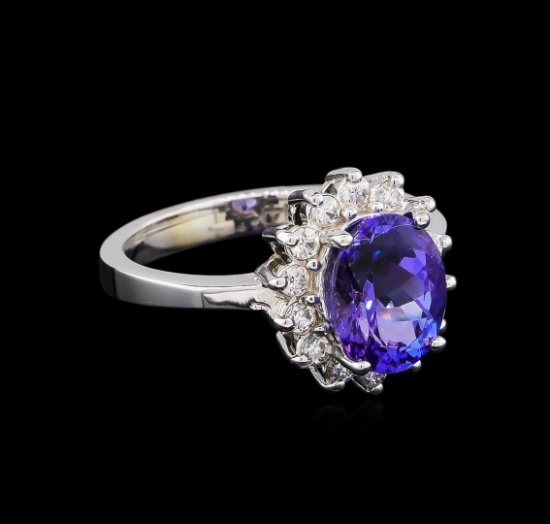 2.55 ctw Tanzanite and Diamond Ring - 14KT White Gold