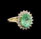 2.85 ctw Emerald and Diamond Ring - 14KT Yellow Gold