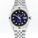 Rolex Stainless Steel Diamond And Sapphire DateJust Men's Watch