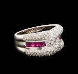 0.75 ctw Ruby and Diamond Ring - 14KT White Gold