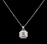 0.55 ctw Diamond Pendant With Chain - 18KT White Gold