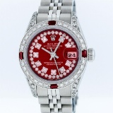 Rolex Stainless Steel Red String Diamond VVS DateJust Ladies Watch