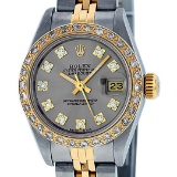 Rolex Ladies Two Tone Slate Grey VS Diamond Datejust Wristwatch