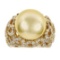 2.03 ctw Diamond and Pearl Ring - 18KT Yellow Gold