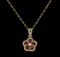 0.82 ctw Ruby and Diamond Pendant With Chain - 14KT Yellow Gold