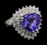 10.76 ctw Tanzanite and Diamond Ring - 14KT White Gold