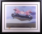 Harold James Cleworth Retrofuturism Pink Cadillac Limited Edition Lithograph