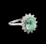 2.92 ctw Emerald and Diamond Ring - 14KT White Gold