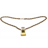 Chanel Black Leather Gold Woven Chain Perfume Bottle Pendant Necklace