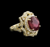 6.44 ctw Ruby and Diamond Ring - 14KT Yellow Gold