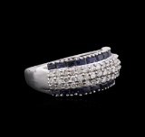 14KT White Gold 1.15 ctw Blue Sapphire and Diamond Ring