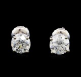 1.44 ctw Diamond Stud Earrings - 14KT White Gold