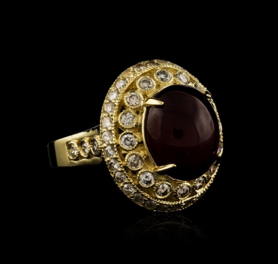 14KT Yellow Gold 9.58 ctw Ruby and Diamond Ring