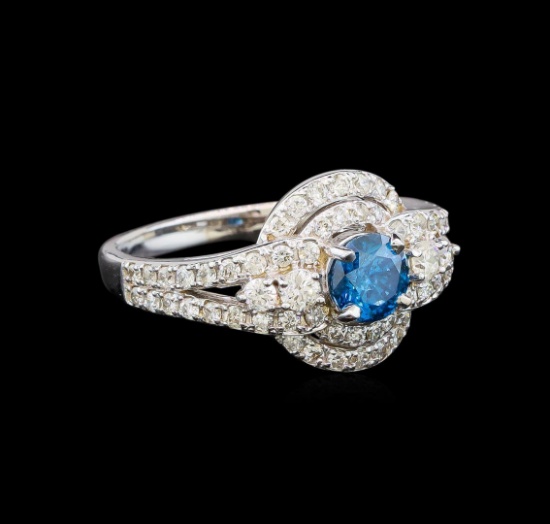 14KT White Gold 1.29 ctw Fancy Blue Diamond Ring