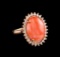 8.75 ctw Coral and Diamond Ring - 14KT Rose Gold