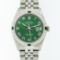 Rolex Stainless Steel Green Roman Diamond and Emerald DateJust Men's Watch
