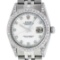 Rolex Mens Stainless Steel Mother Of Pearl VVS Diamond Datejust Wristwatch