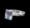 14KT White Gold 4.93 ctw Aquamarine and Diamond Ring