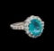 2.52 ctw Apatite and Diamond Ring - 14KT White Gold