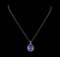 12.98 ctw Tanzanite and Diamond Pendant With Chain - 14KT White Gold