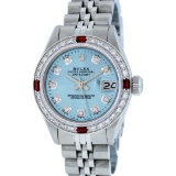 Rolex Stainless Steel Diamond and Ruby DateJust Ladies Watch