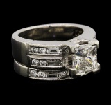 2.42 ctw Diamond Ring & Wedding Band - Platinum