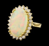 5.10 ctw Opal and Diamond Ring - 14KT Yellow Gold