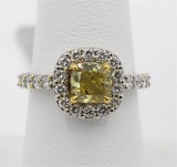 1.63 ctw Yellow and White Diamond Ring - 14KT White and Yellow Gold