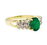 1.80 ctw Emerald And Diamond Ring - 14KT Yellow Gold
