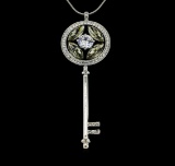 Crystal Key Necklace - Silver Plated