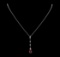 1.06 ctw Ruby and Diamond Pendant With Chain - 18KT White Gold