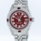 Rolex Stainless Steel Burgundy String Diamond VVS DateJust Ladies Watch