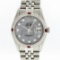 Rolex Mens Stainless Steel Meteorite Diamond Ruby Datejust Wristwatch